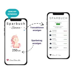 QR-Code Sparbuch Einhorn | Märchenhaftes Geldgeschenk für Mädchen | DIY Last-Minute Download | PNG zum Ausdrucken