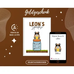 QR-Code Sparbuch Hamster | Geldgeschenk zum Ausdrucken | Last Minute DIY Geschenk | Digitaler Download PNG