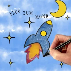 Rakete Endlich Schulkind Button in 3x Größen nach Wahl