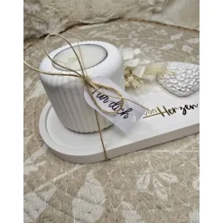 Raysin Deko-Set „von Herzen“ – Weiß Matt mit Goldfolie, Herz & Trockenblumen – Handgemachtes Geschenk