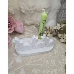 Raysin Osterdeko Set: 3 Häschen mit Tablett & Kerze – Handgefertigte Frühlingsdeko für dein Zuhause