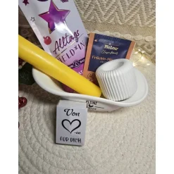 Raysin-Badewanne „Kleine Auszeit“ Geschenkset – Tee, Kerze, Badesalz & Streichhölzer