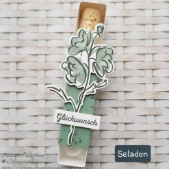 Reagenzglas in Geschenkverpackung für Geldgeschenke ~ Motiv: Blume ~ Text: Glückwunsch ~ Farbwahl