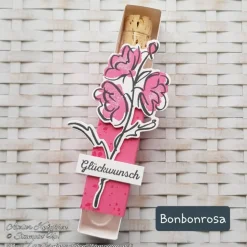 Reagenzglas in Geschenkverpackung für Geldgeschenke ~ Motiv: Blume ~ Text: Glückwunsch ~ Farbwahl