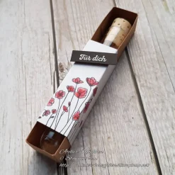 Reagenzglas in Geschenkverpackung für Geldgeschenke ~ Motiv: Mohnblumen ~ Text: Für dich
