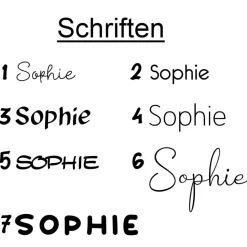 Rechteckiger Namensbutton / Namensmagnet ~ 24 Motive + 7 Schriften zur Auswahl ~ 68x44mm