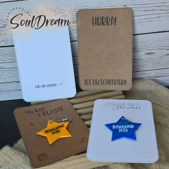 Reflektierender Anhänger für Kinder, Reflektor & Geschenkidee für Schulkinder, Einschulung, Schultüte mit Karte