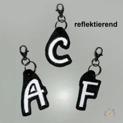 Reflektierendes Schlüsselband in Buchstabenform Monogramm Taschenanhänger zur Einschulung Kindergarten Geschenkidee