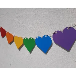 Regenbogen Girlande Wimpelkette CSD Rainbow Pride lgbtq+ Herzen