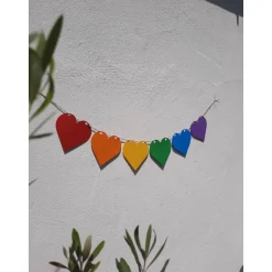 Regenbogen Girlande Wimpelkette CSD Rainbow Pride lgbtq+ Herzen