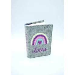 Regenbogen Gotteslobhülle Gebetbuch Hülle Geschenk Kommunion Firmung Geschenkidee personalisiert mit Namen und Datum