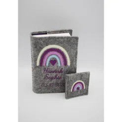 Regenbogen Set Gotteslobhülle + Rosenkranztasche Gebetbuch Hülle Geschenk Kommunion Firmung Geschenkidee personalisiert
