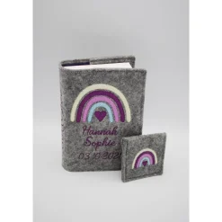 Regenbogen Set Gotteslobhülle + Rosenkranztasche Gebetbuch Hülle Geschenk Kommunion Firmung Geschenkidee personalisiert