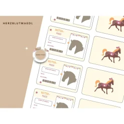 Reiterpass Bastelvorlage für Kinder – Perfekt für Kindergeburtstage auf dem Reiterhof und Ferien auf dem Ponyhof DIN A4