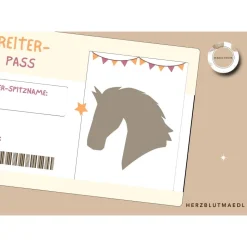 Reiterpass Bastelvorlage für Kinder – Perfekt für Kindergeburtstage auf dem Reiterhof und Ferien auf dem Ponyhof DIN A4
