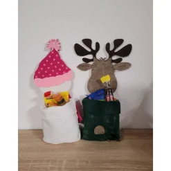 Rentier / Schneemann / Schneefrau aus Filz mit Säckchen zum befüllen