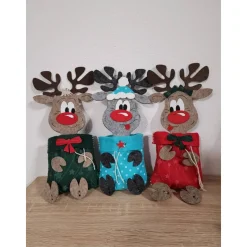 Rentier / Schneemann / Schneefrau aus Filz mit Säckchen zum befüllen