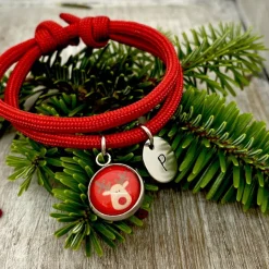 Rentier Armband Cabochon mit Initialen - Geschenk zu Weihnachten