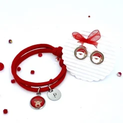 Rentier Armband Cabochon mit Initialen - Geschenk zu Weihnachten