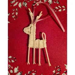 Rentier geflochten aus Peddigrohr,  Weihnachtsdeko, Baumschmuck