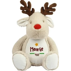 Rentier Kuscheltier mit Name Wunschtext Stofftier Weihnachten