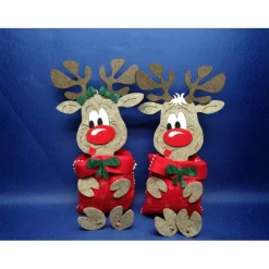 Rentier mit Säckchen in verschiedenen Farben Junge oder Mädchen mit Name oder Schild, Ideal als Geldgeschenk Nikolaus We