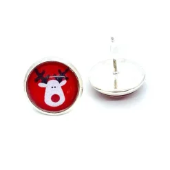 Rentier Ohrringe auf rot - Geschenk zu Weihnachten