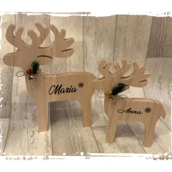 Rentiere aus Holz in zwei Größen personalisiert | Elch | Weihnachten | Rentier mit Namen | Holz