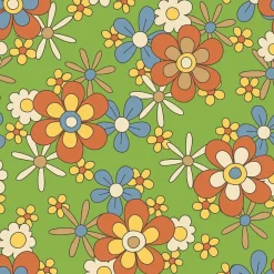 Retroliebe Flower-Power Gänseblümchen * 10 Glasuntersetzer mit Retroblumen auf Grün und auf Blau