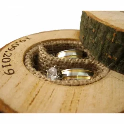 RINGBOX aus einem BAUMSTAMM + GRAVUR Vintage Hochzeit Holz Ringkissen Ringschatulle Ringschachtel Eheringe Natur Alternativ Personalisiert