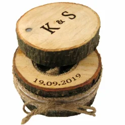 RINGBOX aus einem BAUMSTAMM + GRAVUR Vintage Hochzeit Holz Ringkissen Ringschatulle Ringschachtel Eheringe Natur Alternativ Personalisiert