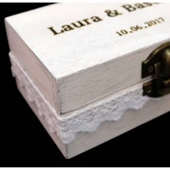 RINGBOX Holz RINGKISSEN Vintage HOCHZEIT Ringkästchen Ringschatulle Ringschachtel Trauung Eheringe Alternativ Personalisiert Shabby Weiß