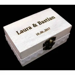 RINGBOX Holz RINGKISSEN Vintage HOCHZEIT Ringkästchen Ringschatulle Ringschachtel Trauung Eheringe Alternativ Personalisiert Shabby Weiß