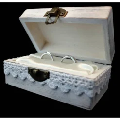RINGBOX Holz RINGKISSEN Vintage HOCHZEIT Ringkästchen Ringschatulle Ringschachtel Trauung Eheringe Alternativ Personalisiert Shabby Weiß
