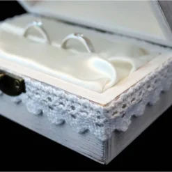 RINGBOX Holz RINGKISSEN Vintage HOCHZEIT Ringkästchen Ringschatulle Ringschachtel Trauung Eheringe Alternativ Personalisiert Shabby Weiß