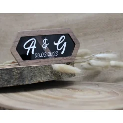 Ringbox personalisiert mit Initialen in Holzoptik und Sichtfenster /// Verlobung| Hochzeit| Ringe| Aufbewahrung| Beschri