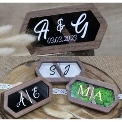 Ringbox personalisiert mit Initialen in Holzoptik und Sichtfenster /// Verlobung| Hochzeit| Ringe| Aufbewahrung| Beschri