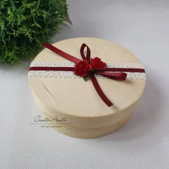 Ringbox-Ringkissen BORDEAUX mit Moos in Holzbox zur Hochzeit