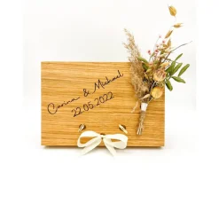 Ringbrett Ringkissen zur Hochzeit aus hochwertigem Eichenholz mit Wunschgravur