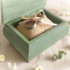 Ringdose salbeigrün  Holz mit Ringkissen personalisierbar mit Monogramm Datum Ringbox Hochzeit Ringkästchen Ringträger