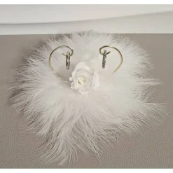 Ringhalterer Hochzeit weiß Federn Infinityrose