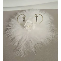 Ringhalterer Hochzeit weiß Federn Infinityrose