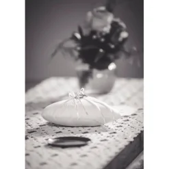 Ringkissen Herz aus Baumwolle weißes Herz perfekt für Hochzeitsdeko Vintage Shabby Chic