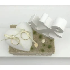 Ringkissen, maritim, komplett aus Holz, weiß/creme mit Anker