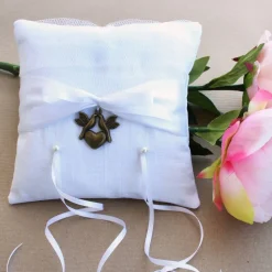 Ringkissen weiß Turteltäubchen, 14 x 14 cm /// ABVERKAUF