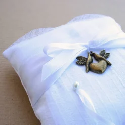 Ringkissen weiß Turteltäubchen, 14 x 14 cm /// ABVERKAUF