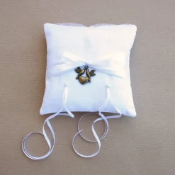 Ringkissen weiß Turteltäubchen, 14 x 14 cm /// ABVERKAUF