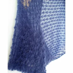 Ärmelbolero aus Kid-Mohair in Dunkelblau, gestrickter Shrug Halbarm, festliches Jäckchen für Damen, Trachtenhochzeit