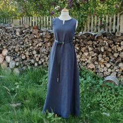 Ärmelloses Wikinger Leinen Kleid in verschiedenen Farben, Sommer Unterkleid Mittelalter, langes Leinenkleid