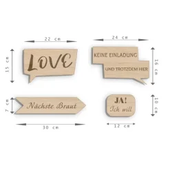Robuste Photo Booth Fotobox Requisiten Schilder und Sprüche graviert auf Holz | Wedding Props Zubehör für Hochzeit - Set